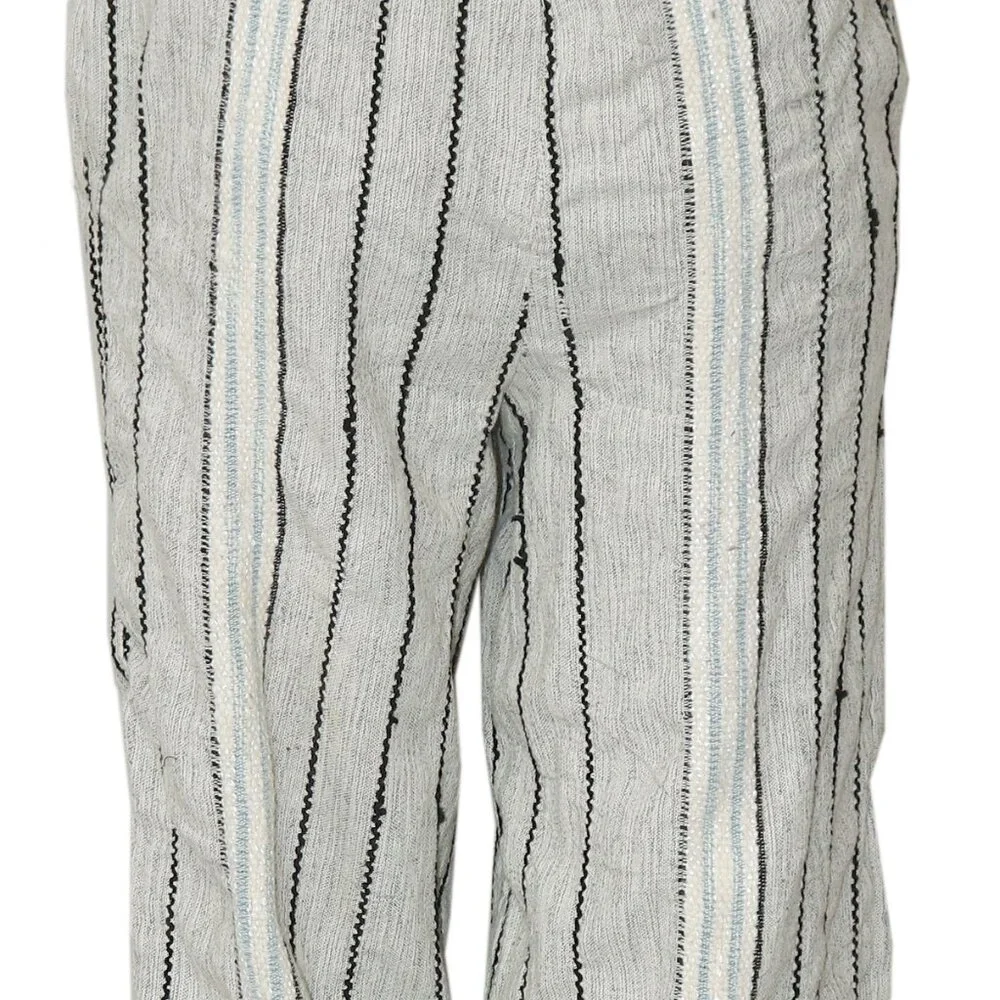 Free People Take Me To Paris Stripe Printed Pants Pocket Pull On Gray New M